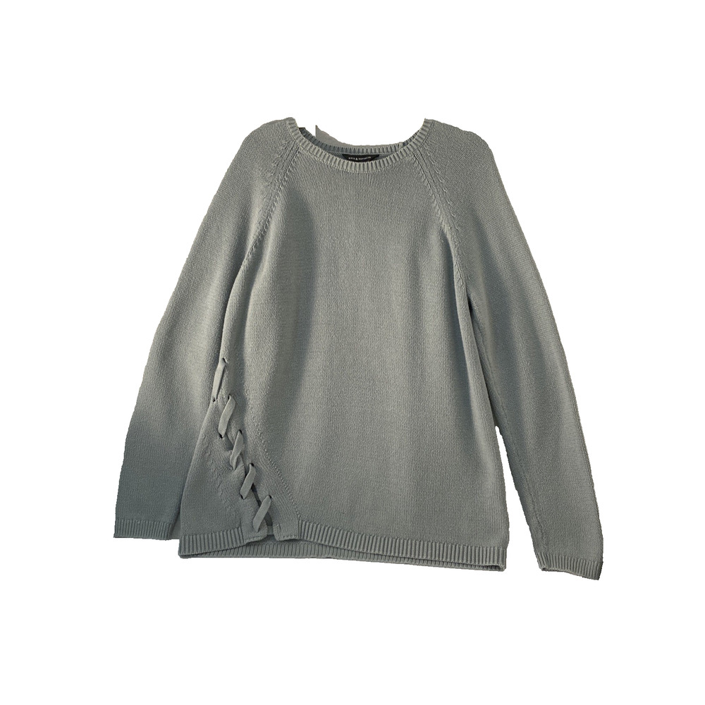 Rock & Republic Women's Knit Sweater XL Long Sleeve Green Crew Neck